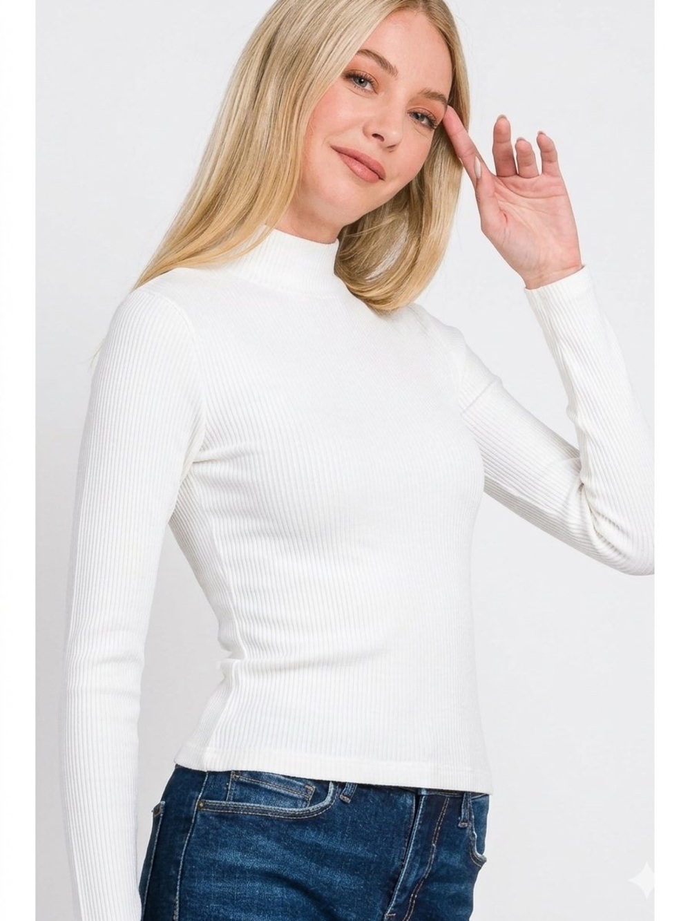 Zenana Outfitters Ribbed Seamless Mock Neck Long Sleeve Top